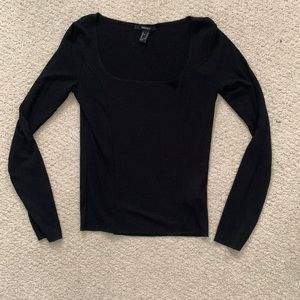 black square neckline long sleeve